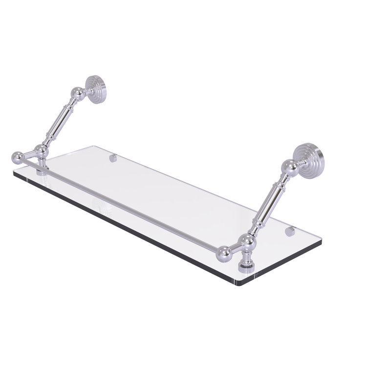 Tablette flottante avec barre de galerie hertzler, Chrome satiné, H 7,3 po x l 24 po x P 8,6 po