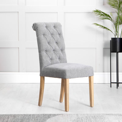 Wing Button Back Scroll Top Chair