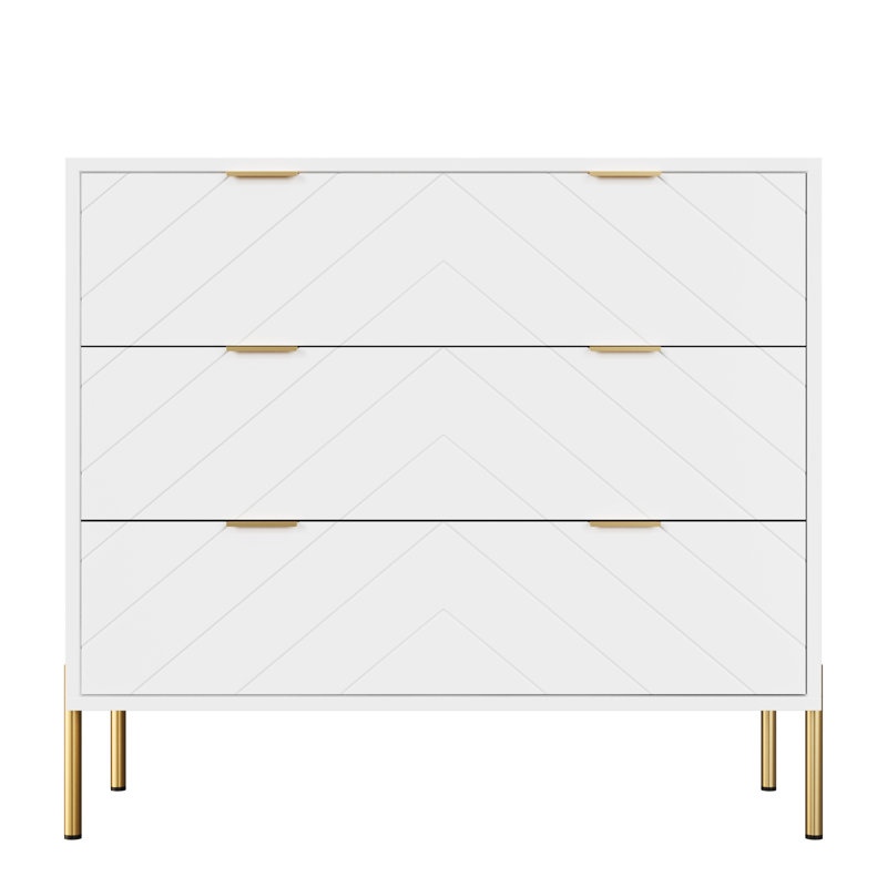 Gosa 3-Drawer Nightstand Modern Tall Bedside Table with Storage Drawers, White