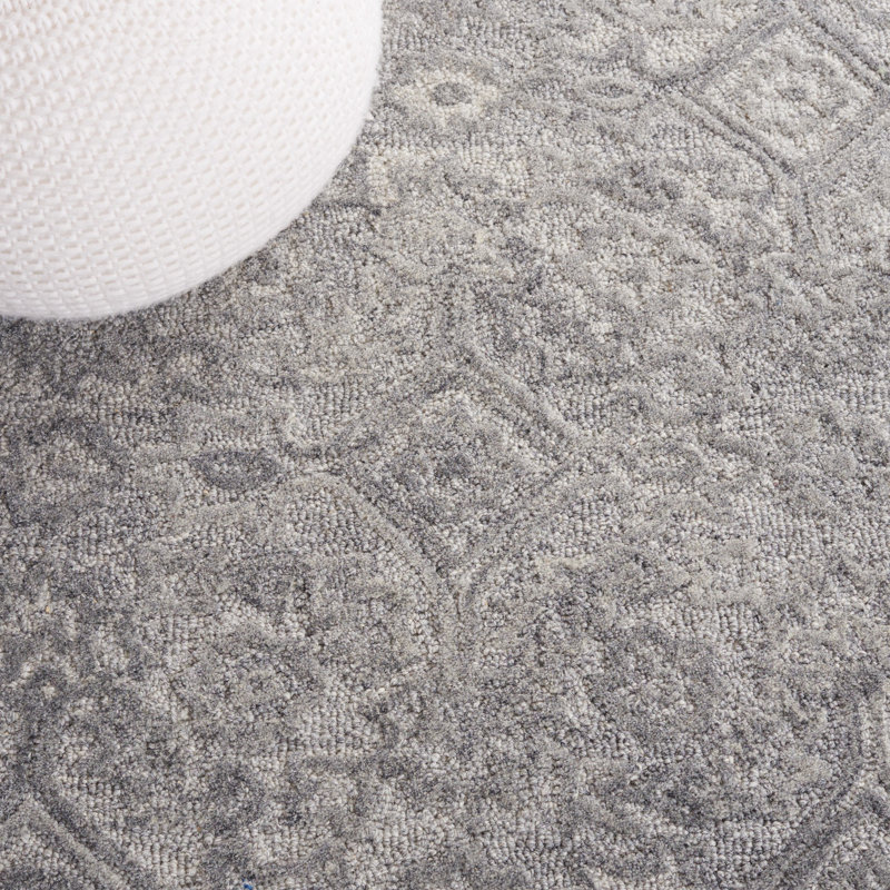 Marnell Geometric Hand Tufted Area Rug in Gray, Rectangle 5' x 8'