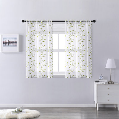 Rideaux semi-transparents en voile brodé avec passe-tringle filtrant la lumière et rideaux avec passe-tringle 55 x 96 po