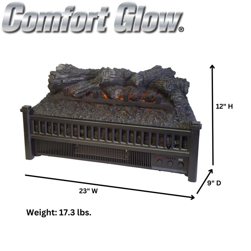 Comfort Glow Black Electric Log Insert Heater with Flame Projection