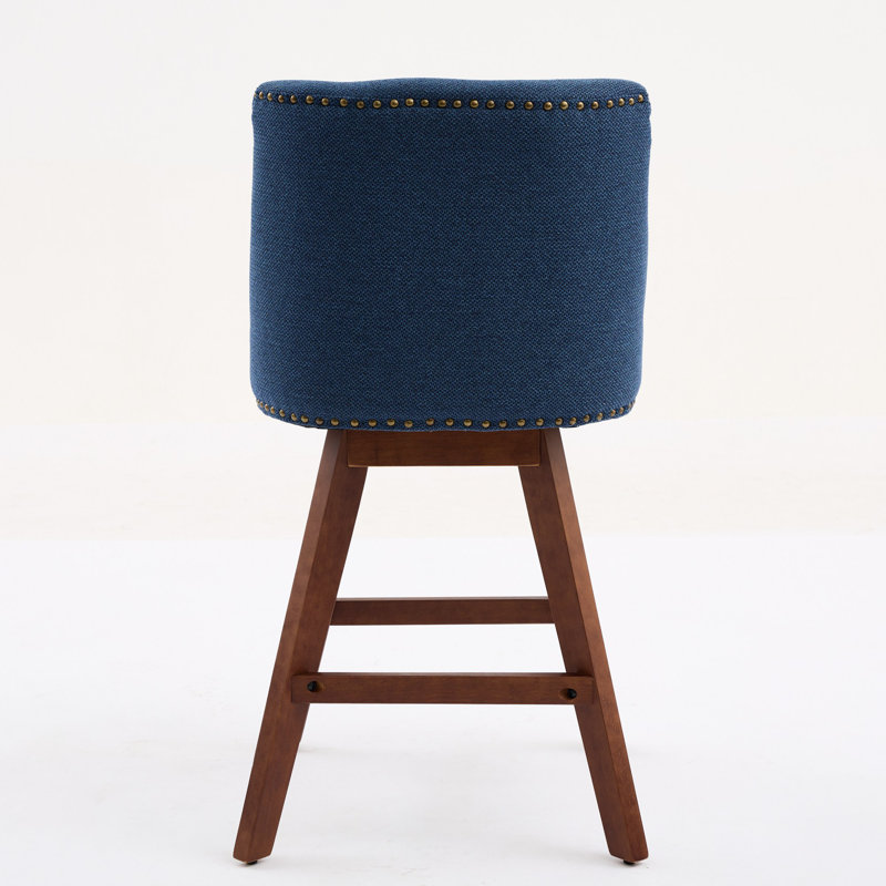 Ensemble de 2 tabourets de bar pivotants à hauteur de comptoir, siège de 26 po de hauteur et rembourrés de tissu bleu