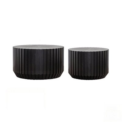 Modern Fluted Coffee Table Set, Nesting End Tables for Small Spaces, Fully Assembled, Stylish and Functional Living Room Furniture