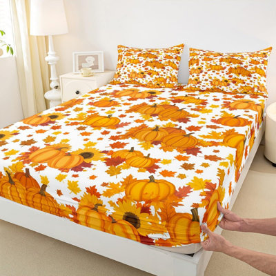 Fall Pumpkin and Maple Leaves Bed Sets