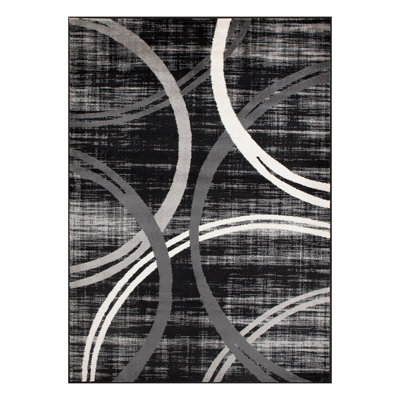 Arnaldur Geometric Black/Gray/White Area Rug