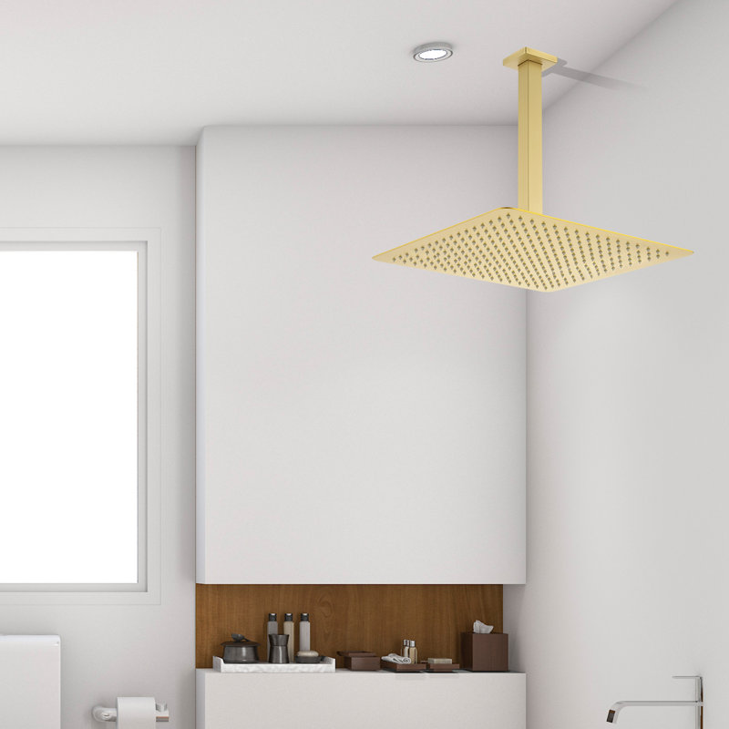 Rain Fixed Shower Head 2.5 GPM GPM, Brushed Gold