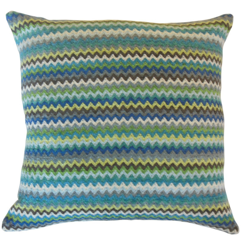 Coussin décoratif en zigzag Taysia, Hauteur (26 po) x largeur (26 po), Verre d'eau
