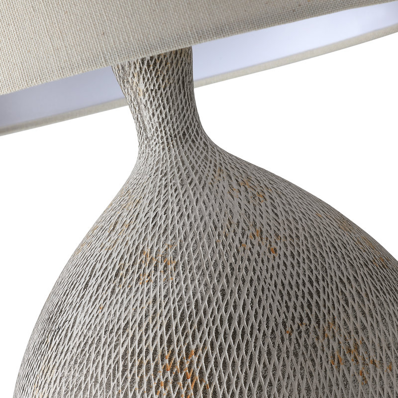 22 po Lampe de table en céramique 3 voies avec abat-jour rigide, Gris