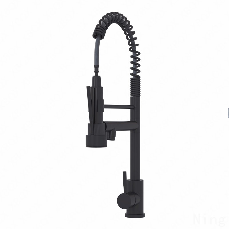 19" Single Handle Kitchen Faucet, Matt Black