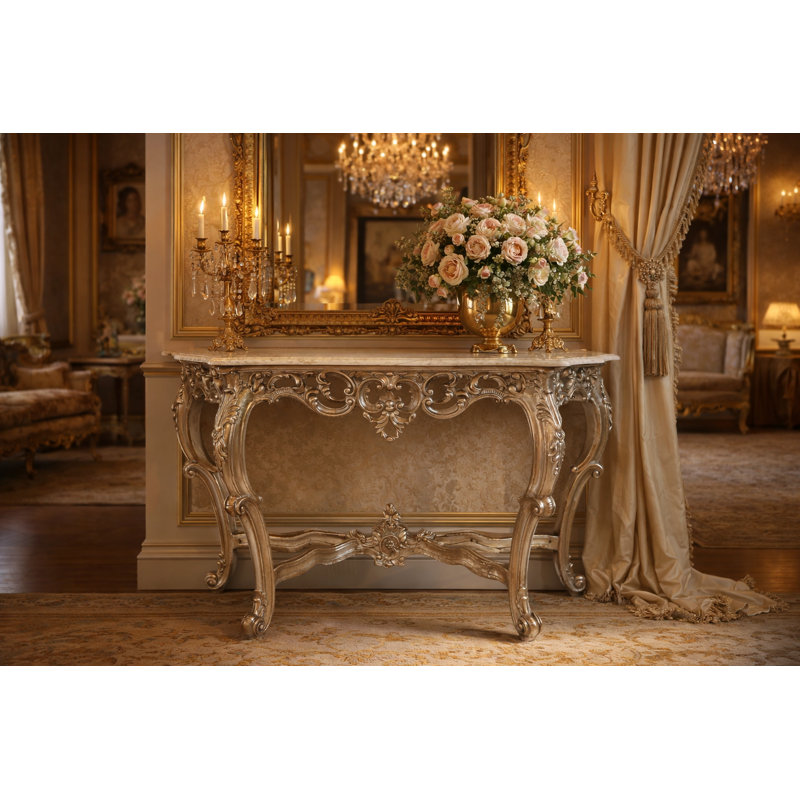 Pensford 53'' W Marble Console Table, White