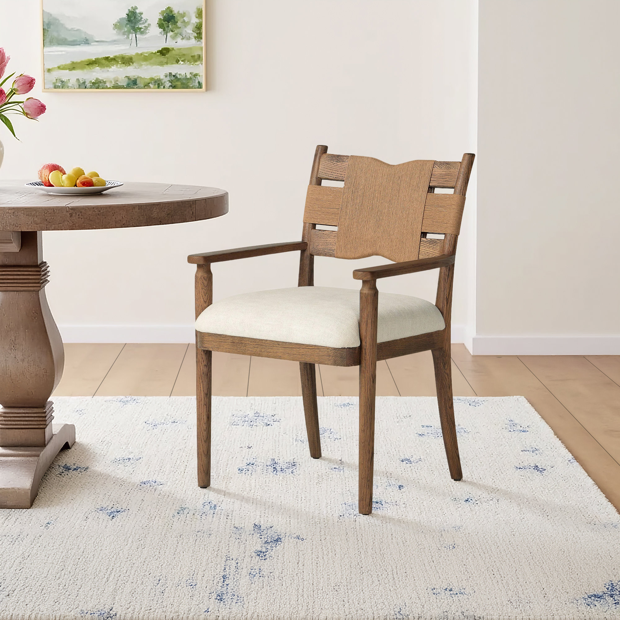 Tova Dining Armchair, Bergamo Parchment/Light Buff/Natural