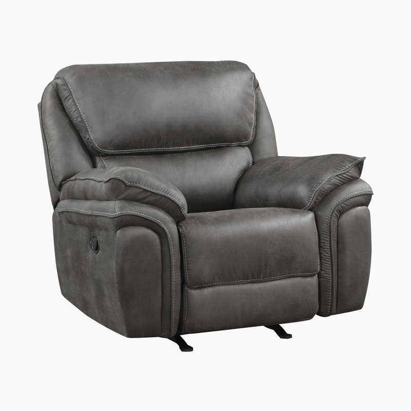 Lineham 44.5" Modern & Contemporary Polished Microfiber Rocker Reclining Chair with Gentle Rocking Motion, Rocker, Gray
