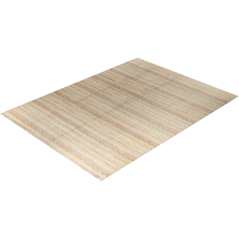 Beige and Light Brown Hand-Knotted Wool Geometric Area Rug, 9'3" x 12'3"
