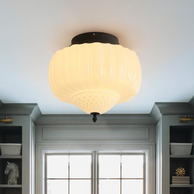 Milk Glass Semi Flush Mount Ceiling Light
