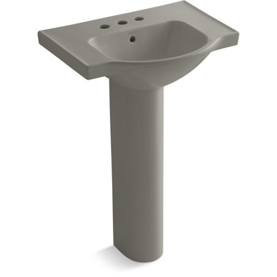 Veer™ Ceramic Pedestal Bathroom Sink with Overflow