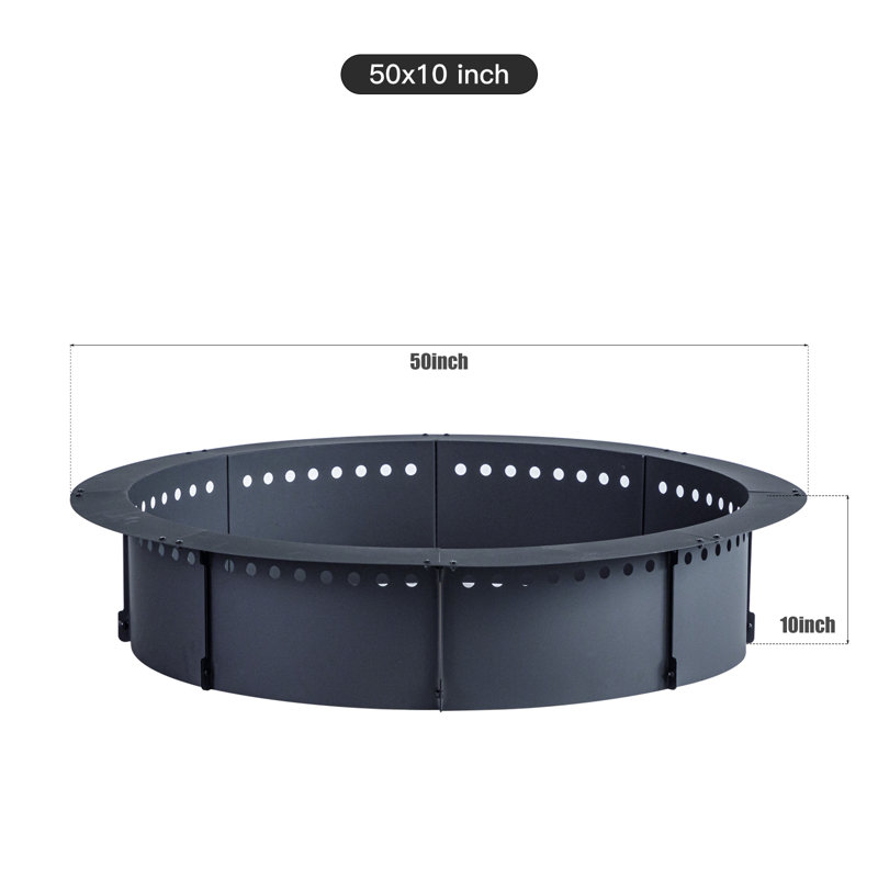 Foyer d'extérieur en fer l 10 po x H 10 po Samiron, H 10 po x l 50 po x P 50 po