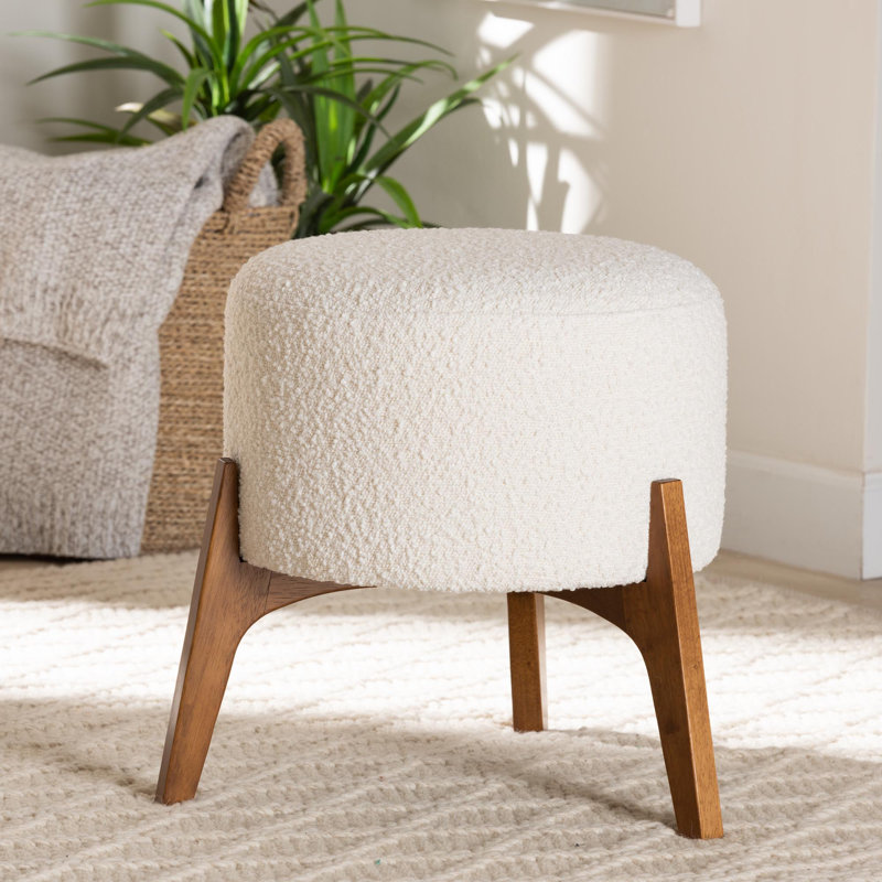 Wrenshall Upholstered Ottoman, Cream 100% Polyester