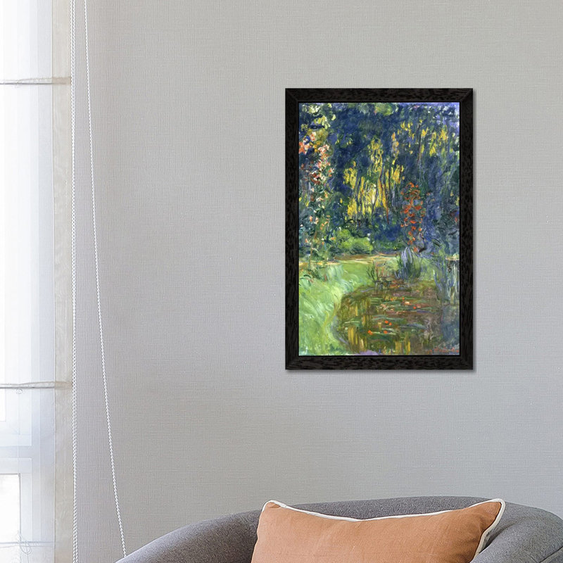 Garden Of Giverny, 1923 by Claude Monet - Painting on Canvas, Black Framed, 101.6 cm H x 66.04 cm W