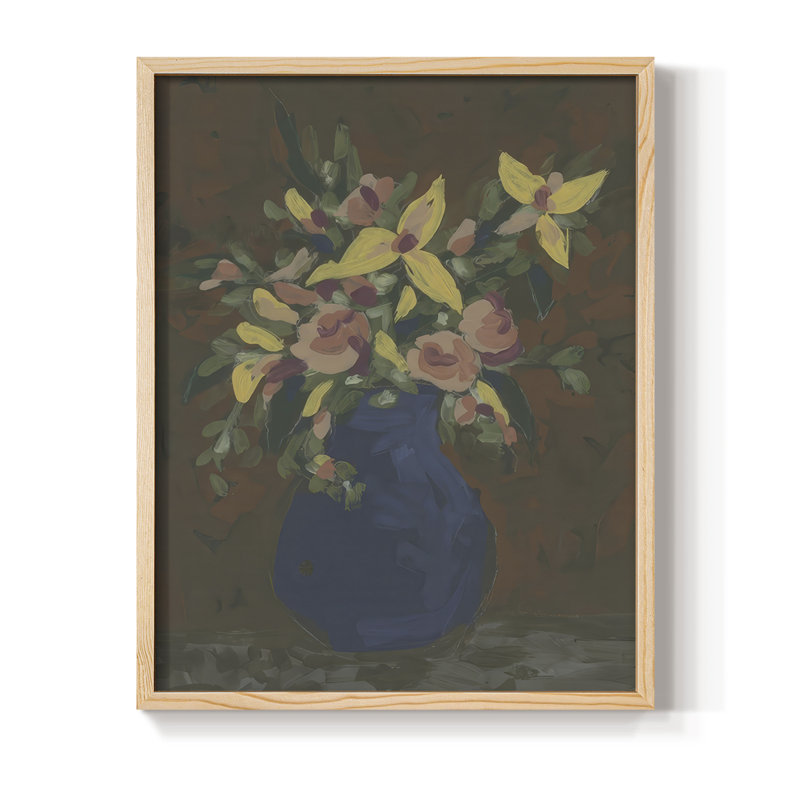 «Dark Bouquet I», reproduction encadrée - bois massif, Naturel, H 11 po x l 9 po