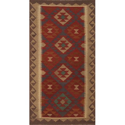 Reversible Wool Kilim Oriental Runner Rug 3x7