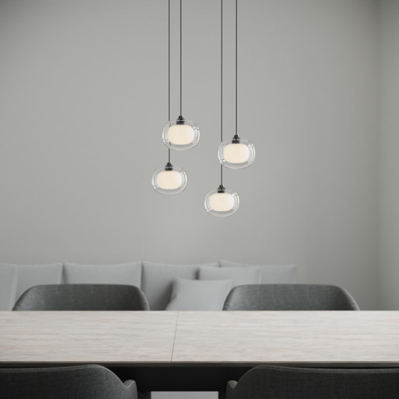 Luminaire suspendu sphère 4 lumières grappe Mission, Laiton