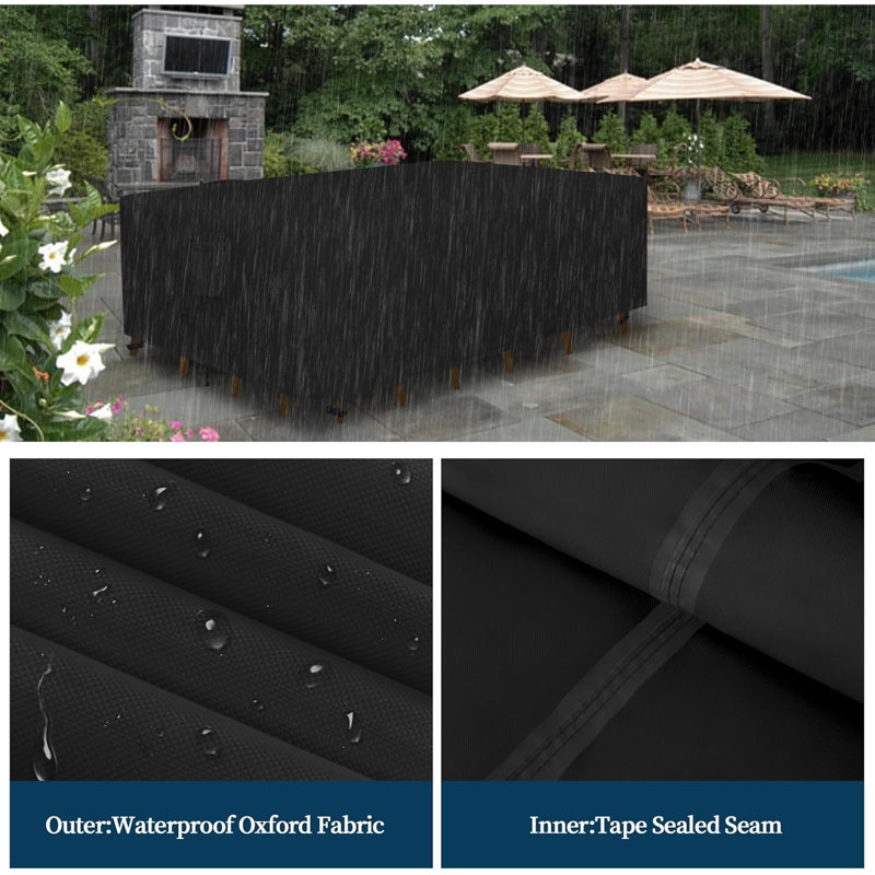 Rectangle Patio Furniture Cover – Waterproof Outdoor Table & Chair Protector Black