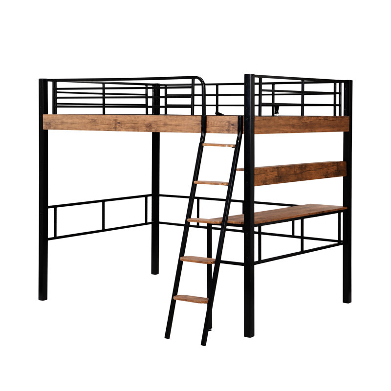 Lit mezzanine en métal avec bureau intégré, Complète