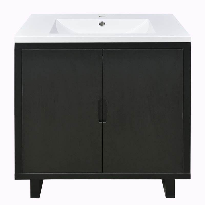 Ficco 29.5'' Single Bathroom Vanity with Resin Top, Black
