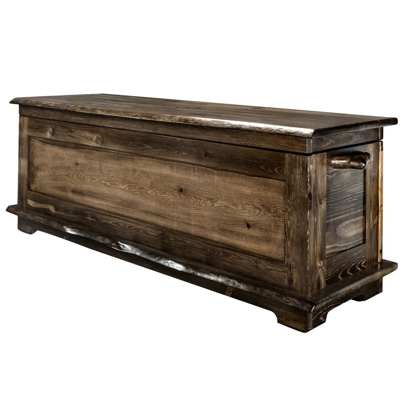 Big Sky Collection Live Edge, 6 Foot Blanket Chest, Jacobean Stain and Clear Lacquer Finish, Jacobean Stain/Clear Lacquer