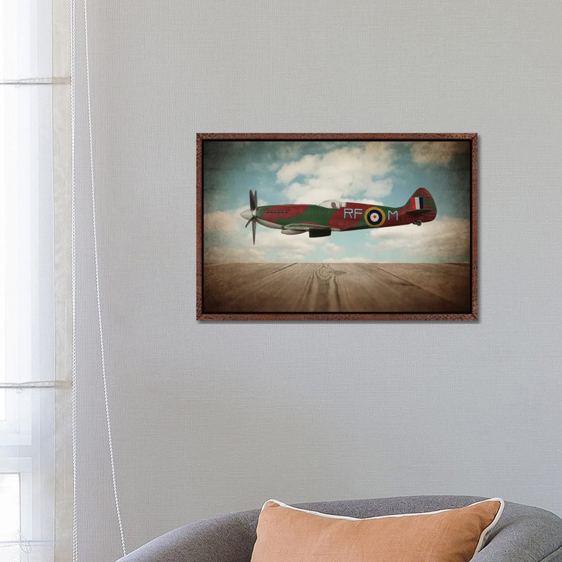 Spitfire - Print on Canvas, 66.04 cm H x 45.72 cm W, Classic Brown Wood Framed