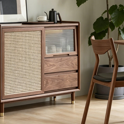 46.46"Brown Walnut Two-Door Sideboard