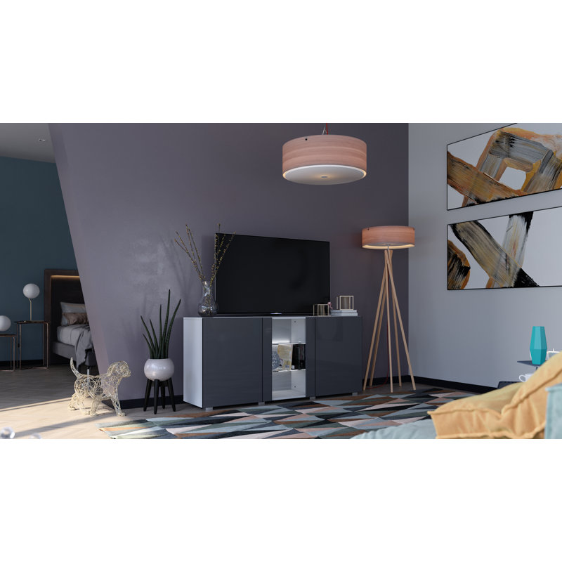 160cm Sideboard, White/Grey Gloss