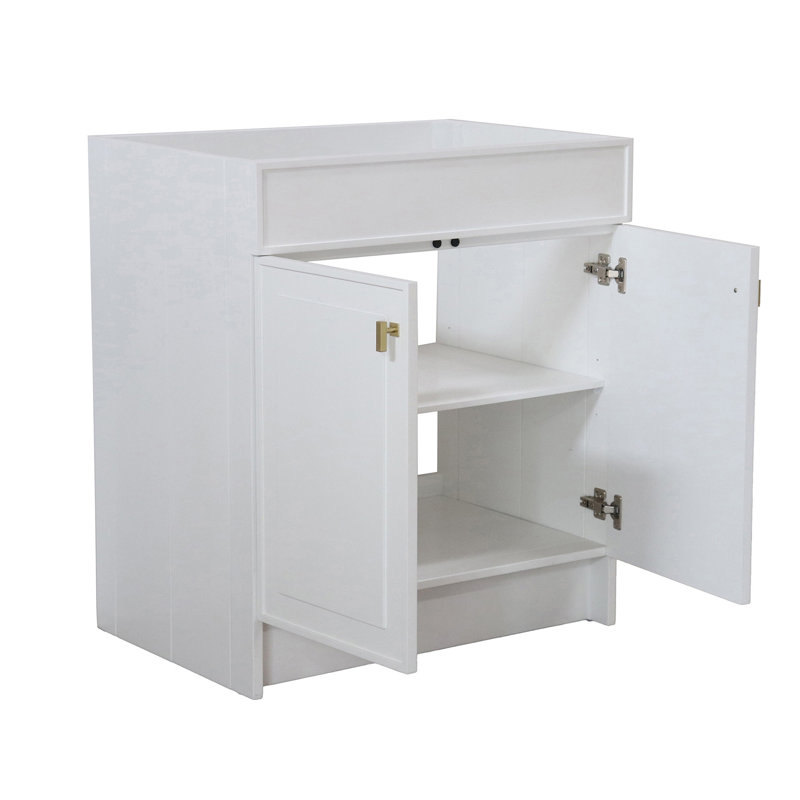 Armoire de meuble-lavabo simple pliable 30 po, finition blanche, Doré