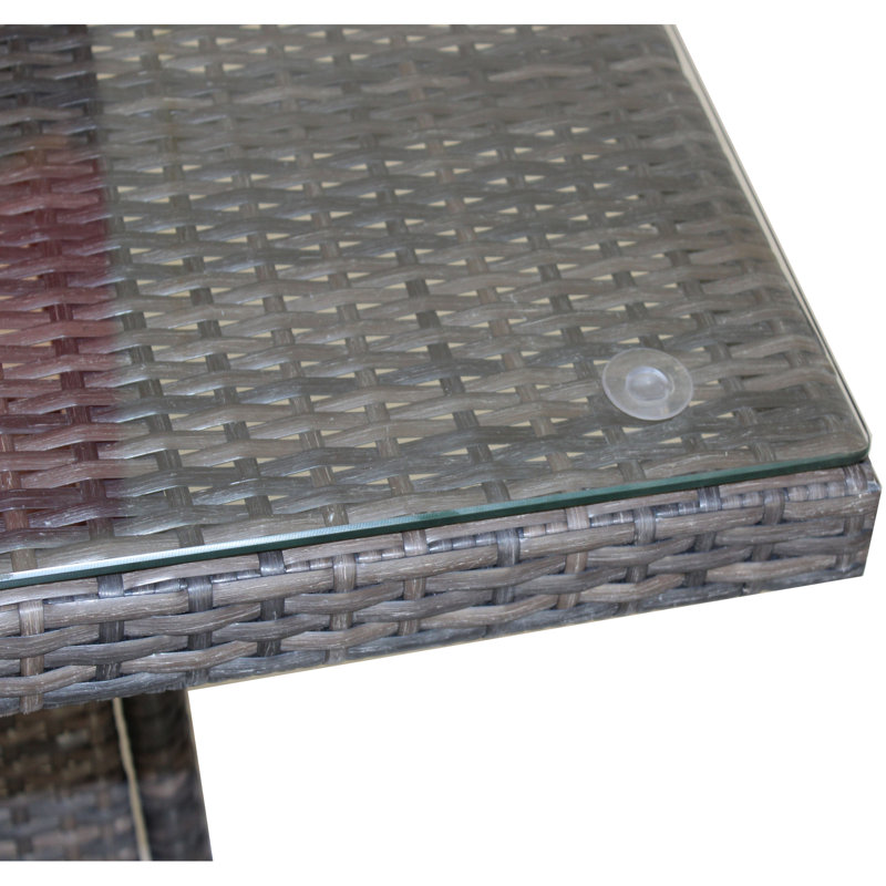 Table d'extérieur brun avec verre transparent - fabrication en aluminium et cadre trempé avec assemblage inclus, résistance à l'eau, requis