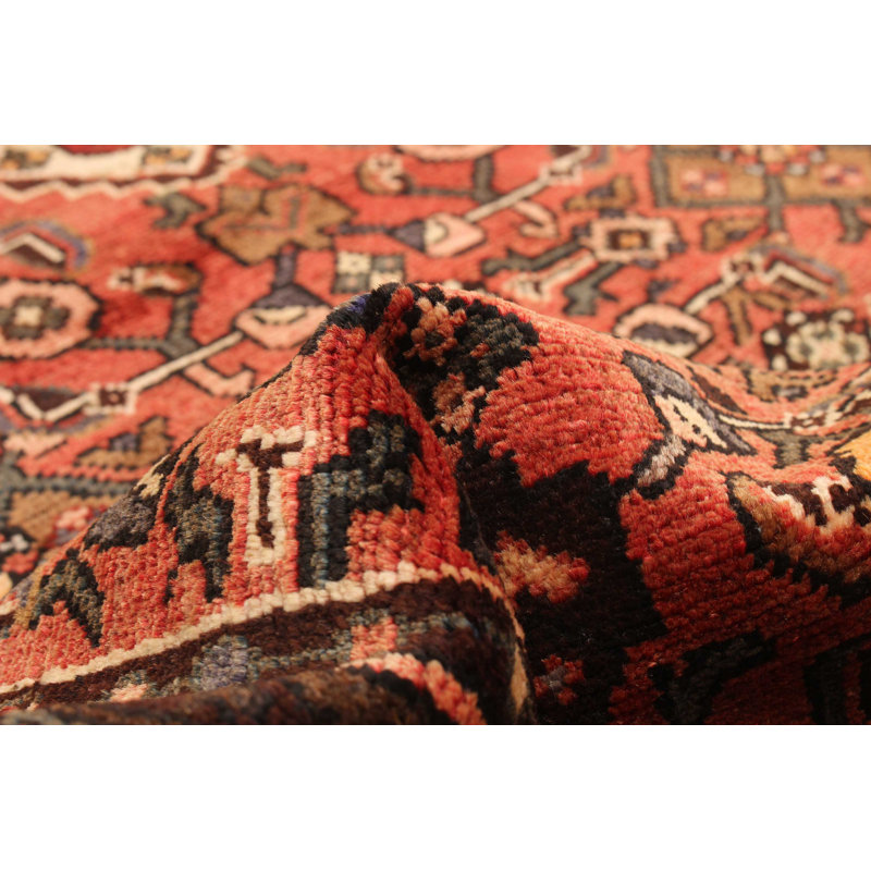 Tapis rouge unique noué à la main 3 pi 4 po x 9 pi 10 po One Of Kind