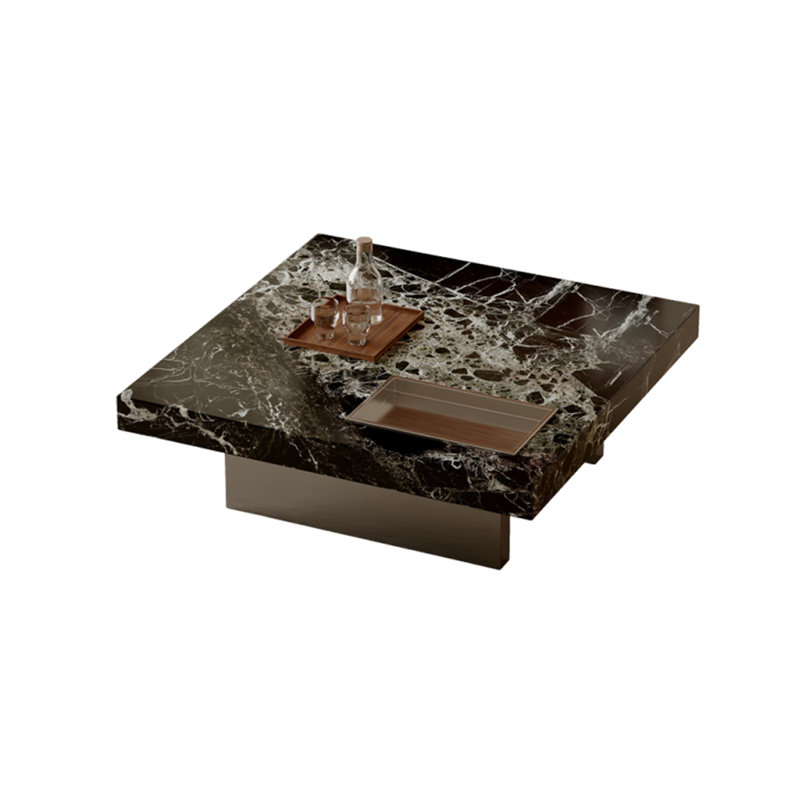 Coffee Table with Stone Top, Black
