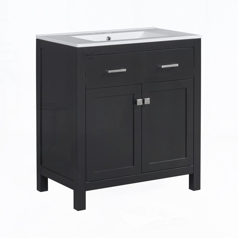 Ensemble de meuble-lavabo moderne 60 "avec double vasque (séparé), double lavabo en céramique, Argent argent