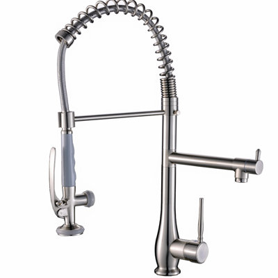 Commercial Kitchen Sink Faucet - Brushed Nickel Pull Down , High Flow Rate Tap Nickel, Hygienic Design
