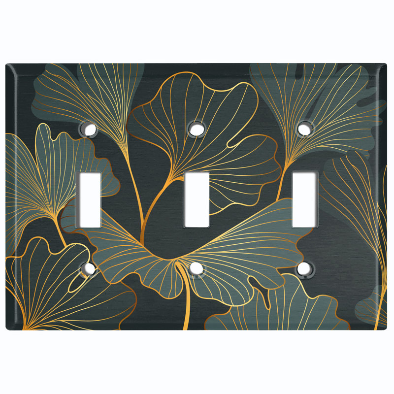 Metal Light Switch Plate Outlet Cover (Green Lily Plant Leaves Paint Print - Single Toggle)