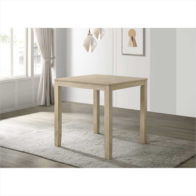 Table de salle à manger carrée en bois massif beige chaud pour 4 personnes, style maison traditionnelle