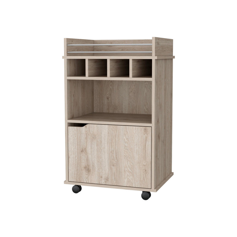 Charmant chariot-bar à 1 porte pour recevoir et organiser vos invités avec style, Brun