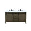 Meuble-lavabo double brun rustique 60 po En largeur, comptoir en quartz blanc, robinet inclus, fermeture en douceur et rangement large avec comptoir, robinet noir mat, armoires à fermeture efficace
