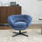 Modern Chenille Office Chair, 360° Swivel Accent Chair With Removable Cushion, Round Office Chair, Black Metal Base, Cotton Material, Living Room, Bedroom, Reading Corner, Office (Navy Blue)-1854605492