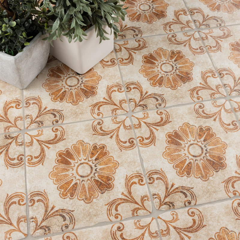 Costa 7.75" x 7.75" Ceramic Patterned Wall & Floor Tile