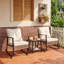 Ensemble bistro en rotin 3 pièces, table basse à 2 niveaux et coussins épais, ensemble de conversation pour patio toutes saisons pour jardin, balcon, gris