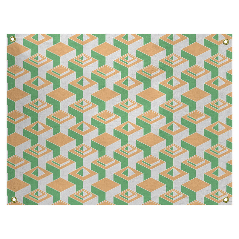 Tapisserie, H 59 po x l 80 po, Orange/vert