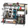 Support de rangement pour 3 sacs de golf, accessoires de rangement pour équipement de golf avec roues et bac d'organisation de balles pour le garage