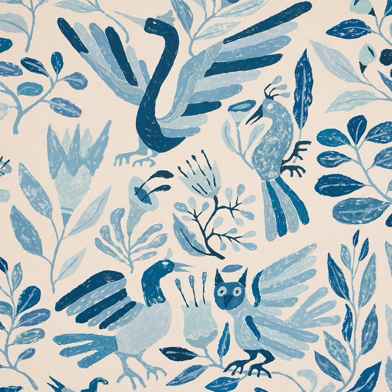 Papier peint Schumacher x Abel Macias, Bleu
