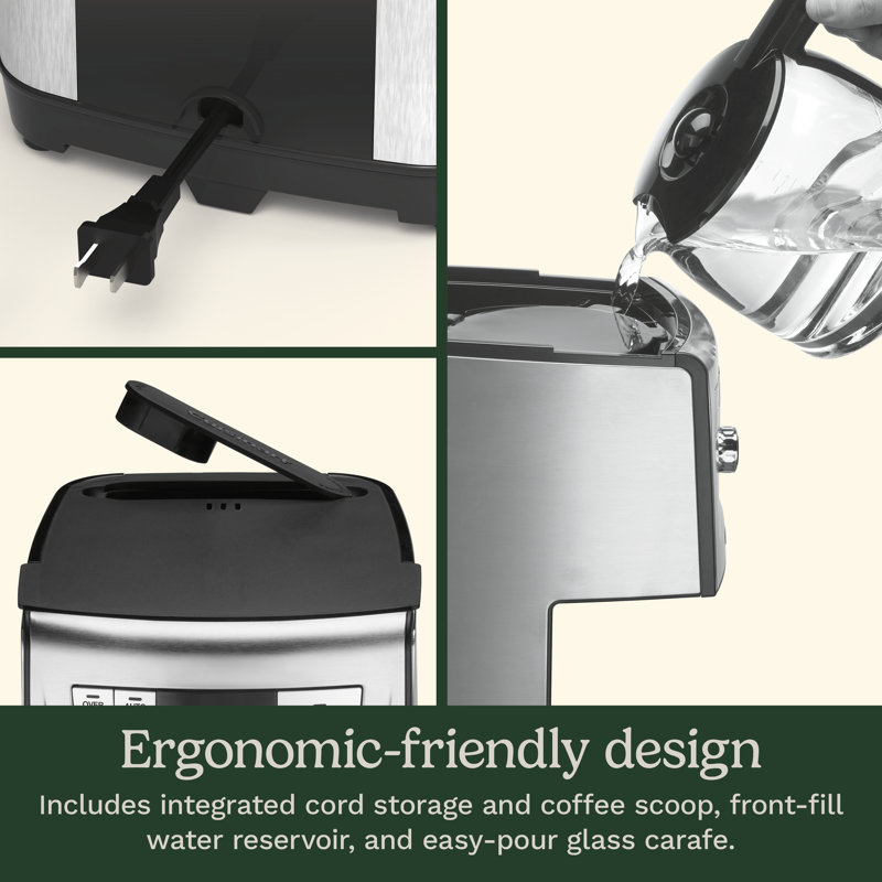 Perfectemp 14-Cup Programmable Coffeemaker, Stainless Steel/Black